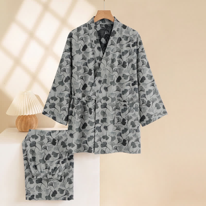 Ownkoti Ginkgo Leaf Cotton Long‑Sleeve Loungewear Set - image 7