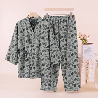 Ownkoti Ginkgo Leaf Cotton Long‑Sleeve Loungewear Set - image 8