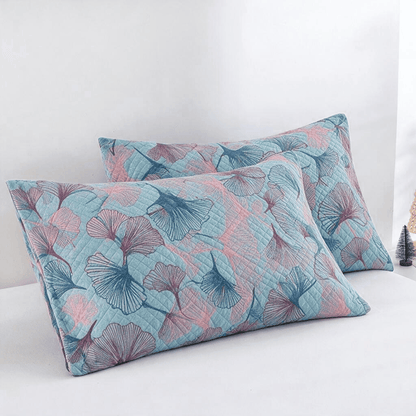 Ownkoti Retro Botanical Ginkgo Leaf Cotton Blanket - Blue - 20" x 36" - 2PCS Pillowcases - image 4
