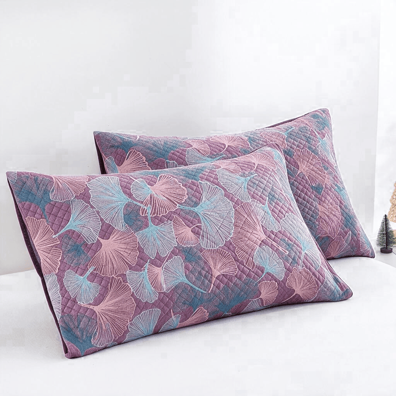 Ownkoti Retro Botanical Ginkgo Leaf Cotton Blanket - Purple - 20" x 36" - 2PCS Pillowcases - image 9