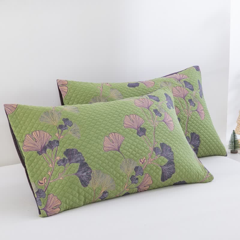 Ownkoti Artistic Ginkgo Leaf Cotton Gauze Blanket - Green - 20" x 36" - 2PCS Pillowcases - image 13