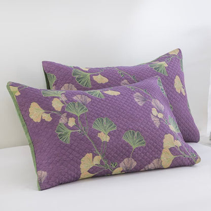 Ownkoti Artistic Ginkgo Leaf Cotton Gauze Blanket - Purple - 20" x 36" - 2PCS Pillowcases - image 4