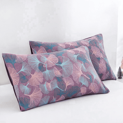 Ownkoti Retro Botanical Ginkgo Leaf Cotton Blanket - Purple - 20" x 36" - 2PCS Pillowcases - image 9