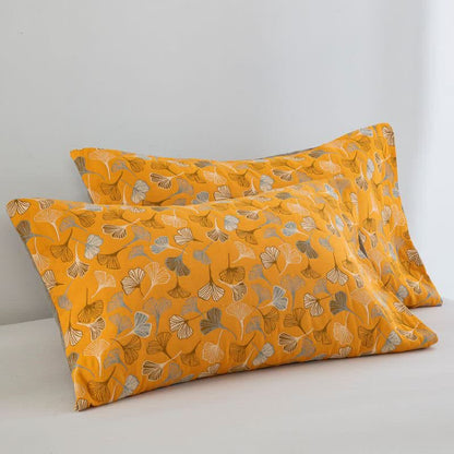 Ownkoti Golden Ginkgo Reversible Cotton Blanket - Orange - 20" x 36" - 2PCS Pillowcases - image 7