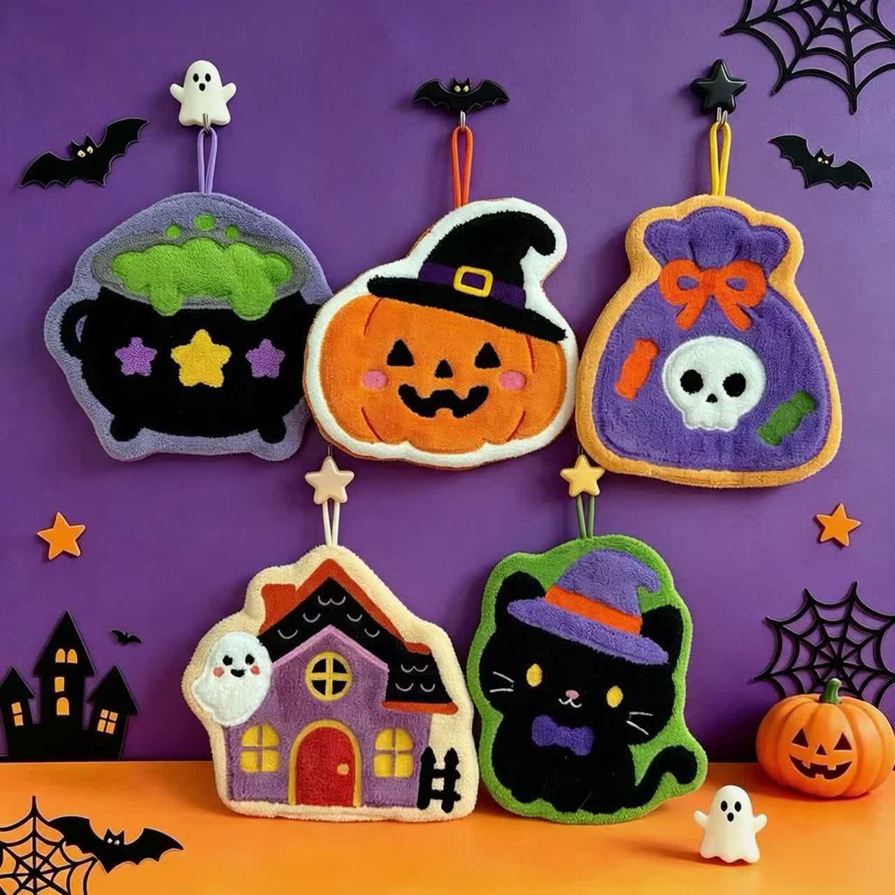 Ownkoti Cute Halloween Hanging Hand Towel - Set 5 Patterns - 5PCS - image 0