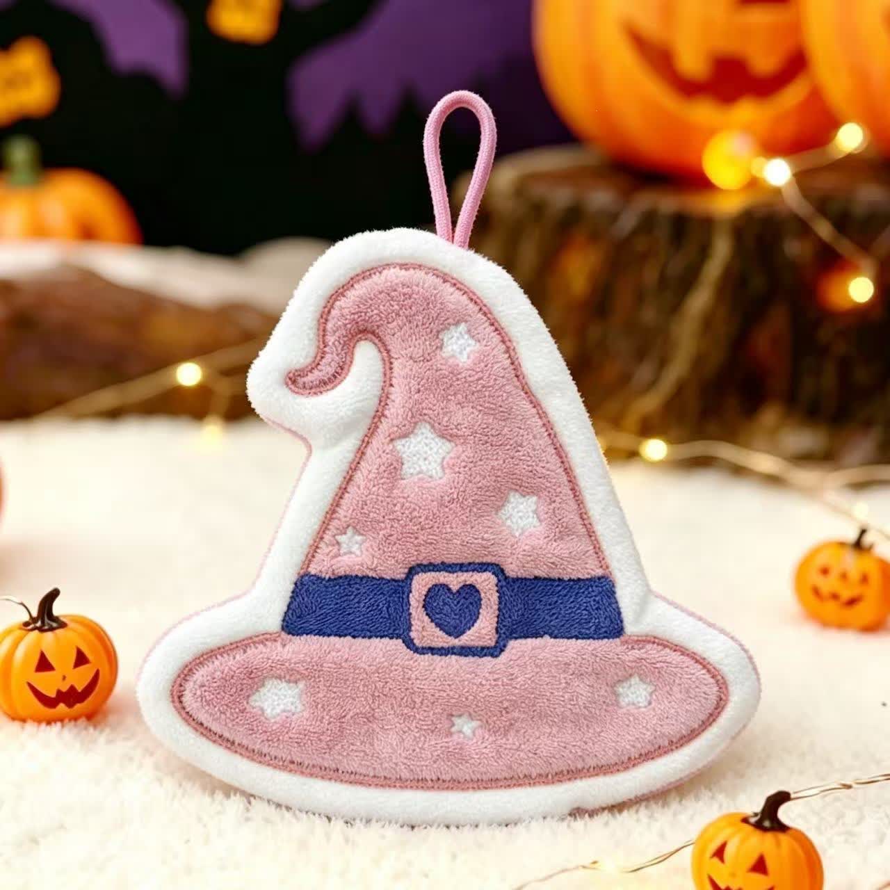 Ownkoti Halloween Fleece Hanging Hand Towel - Pink Hat - 5PCS - image 4