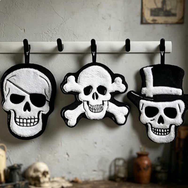 Ownkoti Gothic Skull Fleece Hanging Hand Towel  - Set 3 Patterns - 3PCS - image 0