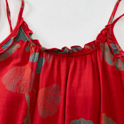 Ownkoti Ginkgo Leaf Tie Strap Maxi Lounge Dress - image 3