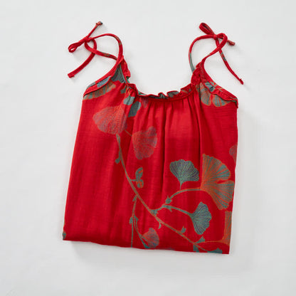 Ownkoti Ginkgo Leaf Tie Strap Maxi Lounge Dress - image 2
