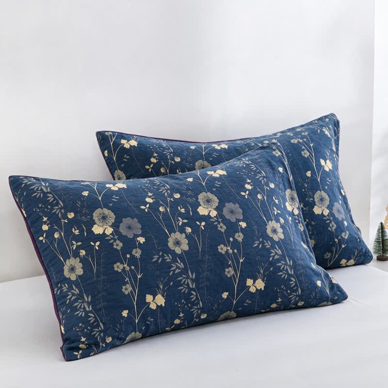 Ownkoti Reversible Blue Floral Cottage Quilt - Blue - 20" x 37" - 2PC Pillowcases - image 11
