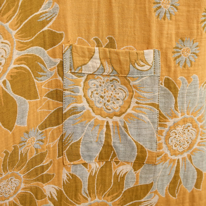 Ownkoti Vintage Sunflower Cotton Kimono Bathrobe - image 5