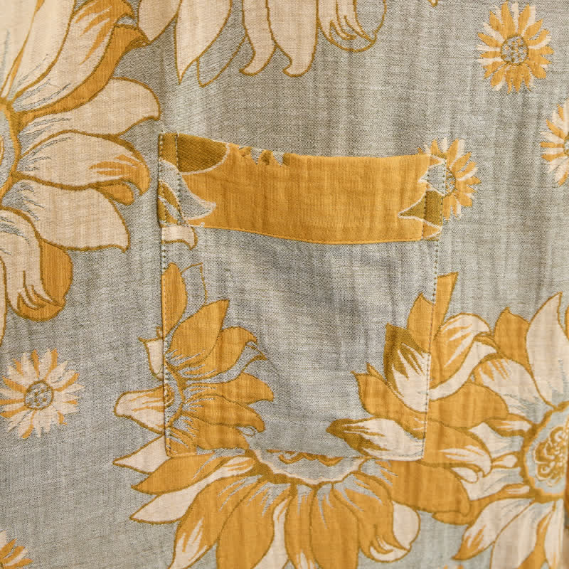 Ownkoti Vintage Sunflower Cotton Kimono Bathrobe - image 12