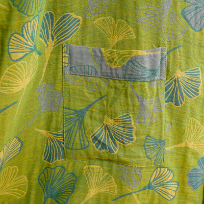 Ownkoti Green Gray Ginkgo Leaf Cotton Kimono Robe - image 8
