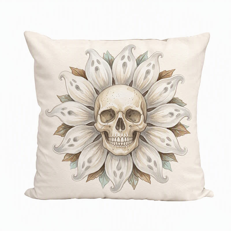 Ownkoti Ghost Sunflower Skull Plush Accent Pillow  - image 2