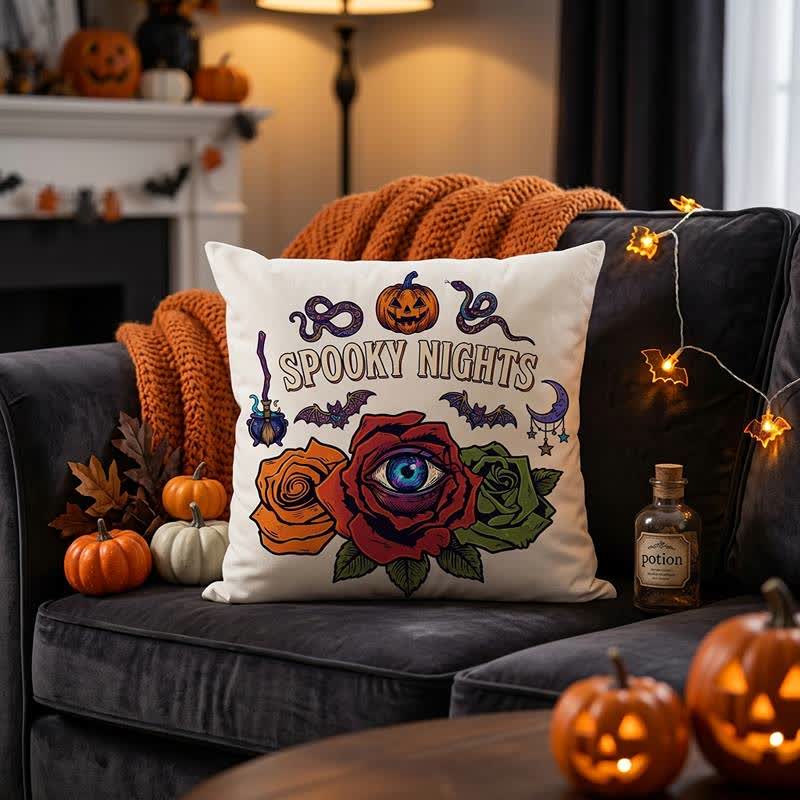 Ownkoti Halloween Eyeball Rose Gothic Throw Pillow  - White - Cover + Insert - 18" x 18" - image 4