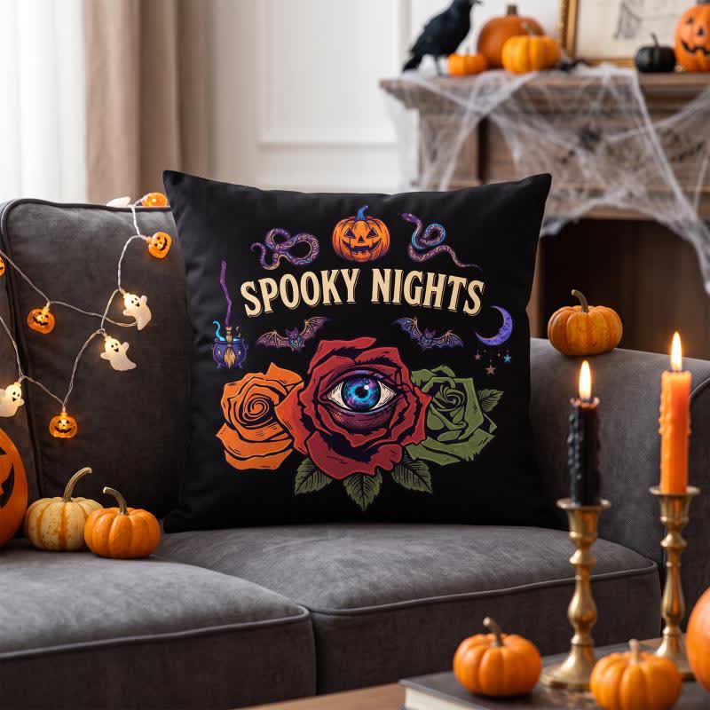 Ownkoti Halloween Eyeball Rose Gothic Throw Pillow  - Black - Cover + Insert - 18" x 18" - image 0