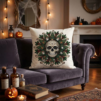 Ownkoti Christmas Skull Mandala Plush Throw Pillow  - image 2