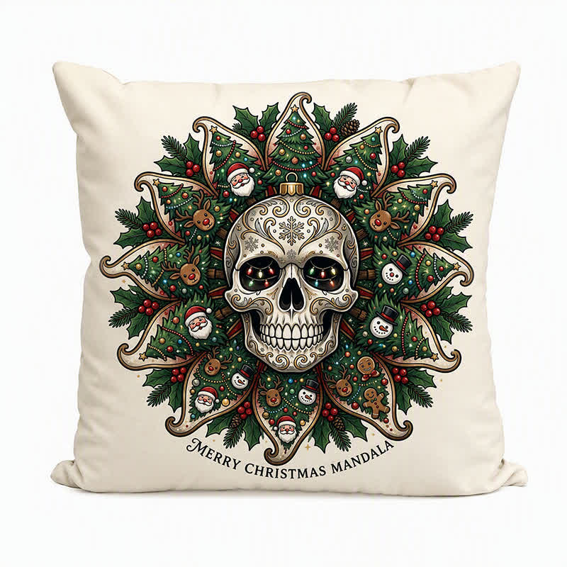 Ownkoti Christmas Skull Mandala Plush Throw Pillow  - image 4