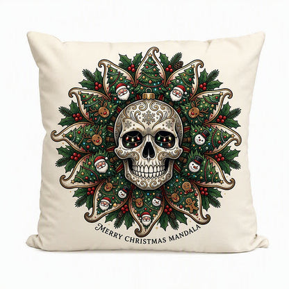 Ownkoti Christmas Skull Mandala Plush Throw Pillow  - image 4