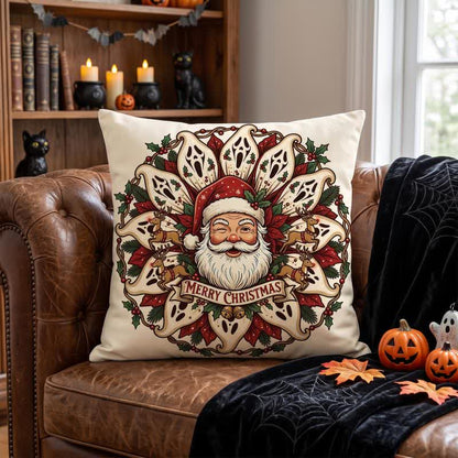 Ownkoti Creepy Christmas Santa Plush Throw Pillow - Cover + Insert - 2PCS - 18" x 18" - image 0