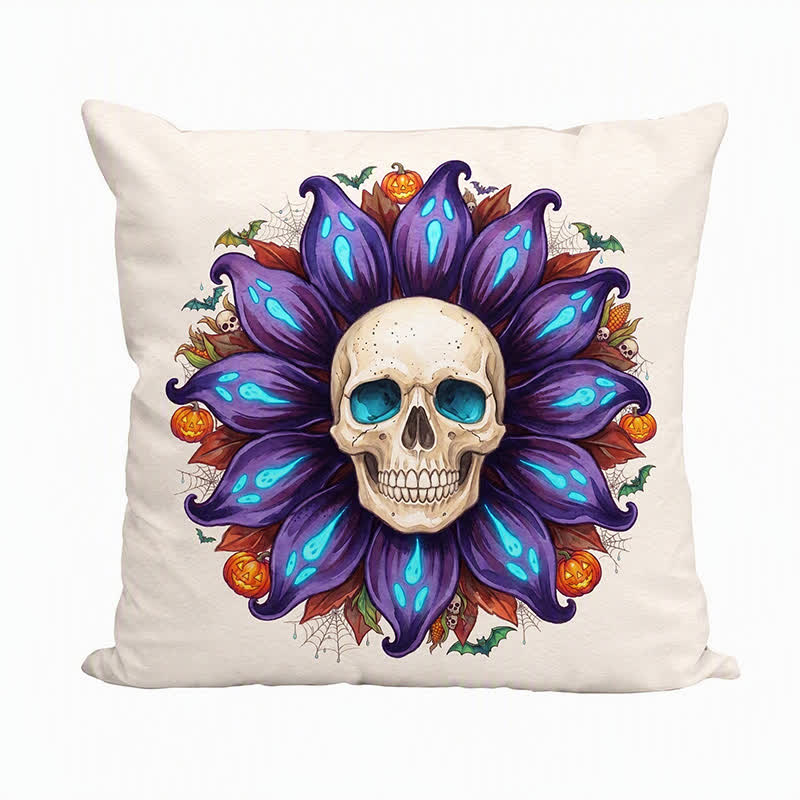 Ownkoti Spooky Sunflower Skull Plush Throw Pillow  - image 4