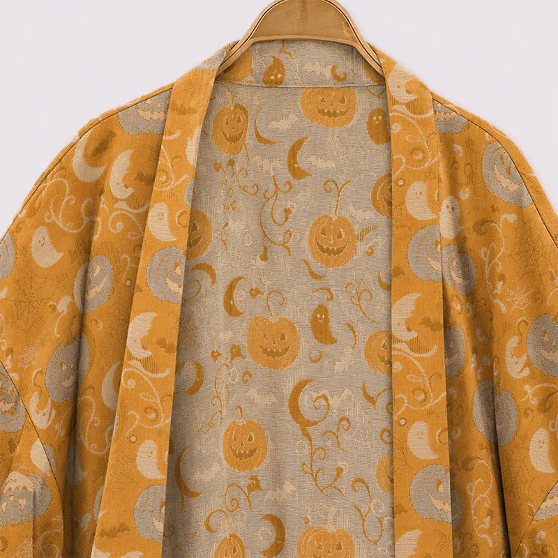 Ownkoti Halloween Kimono Robe With Pumpkins & Ghosts - image 3