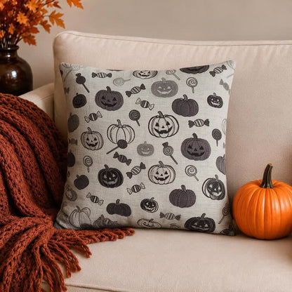 Ownkoti Halloween Pumpkin Candy Cotton Pillow - White - 18" x 18" - With Insert - image 4