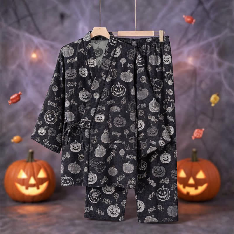 Ownkoti Pumpkin Candy Cotton Kimono Pajama Set - image 3