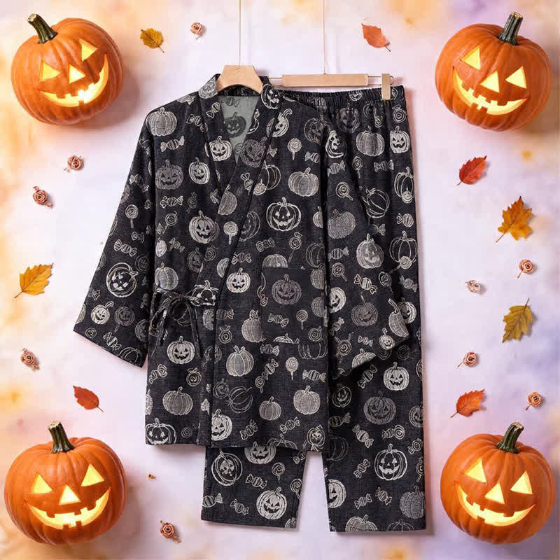 Ownkoti Pumpkin Candy Cotton Kimono Pajama Set - image 2