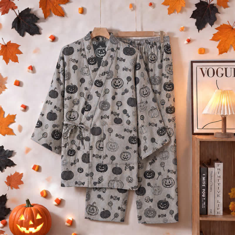 Ownkoti Pumpkin Candy Cotton Kimono Pajama Set - image 6