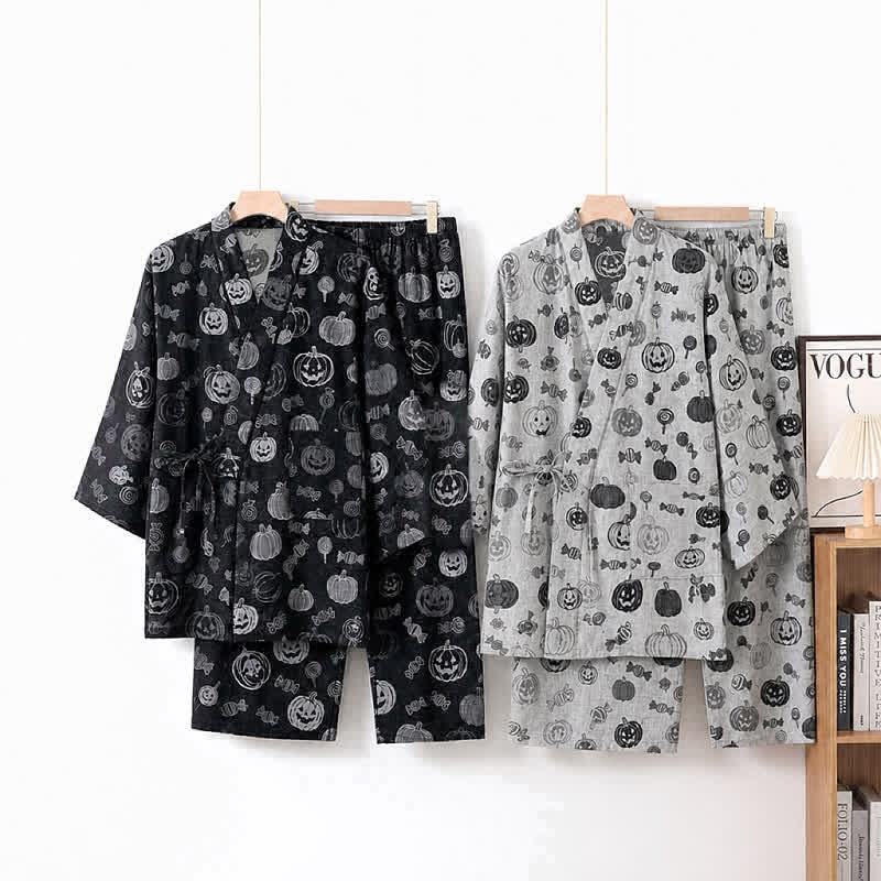 Ownkoti Pumpkin Candy Cotton Kimono Pajama Set - image 0