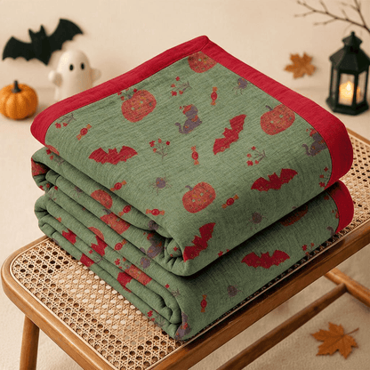 Ownkoti Halloween Pumpkin Cat Spider Cotton Blanket - Green - Blanket - 98" x 94" - image 6