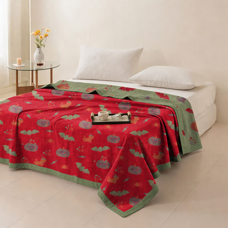Ownkoti Halloween Pumpkin Cat Spider Cotton Blanket - image 4