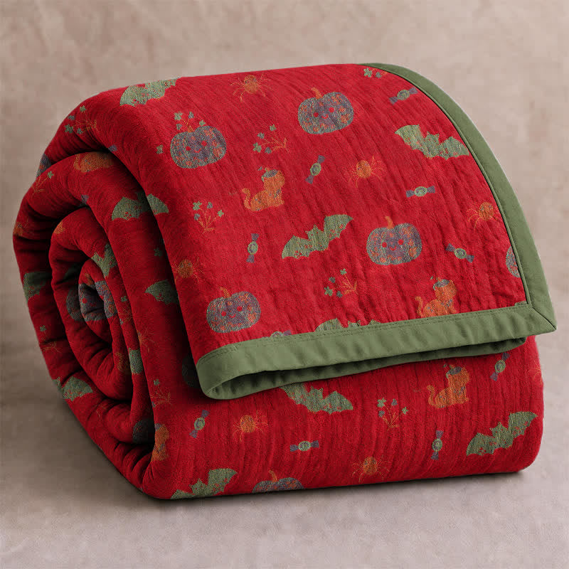 Ownkoti Halloween Pumpkin Cat Spider Cotton Blanket - image 1