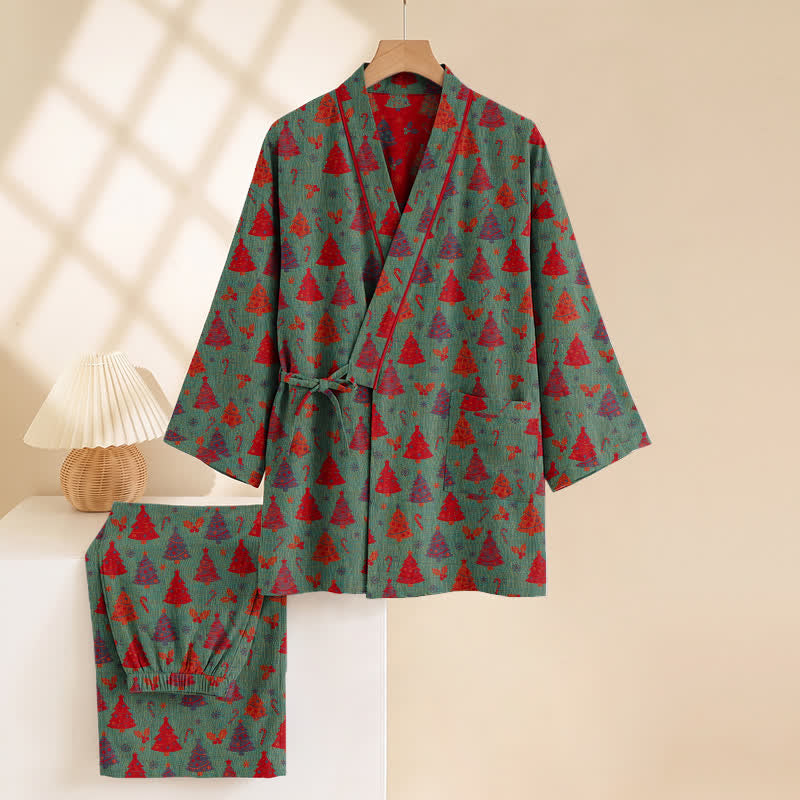 Ownkoti Christmas Tree Cotton Kimono Loungewear Set - image 5