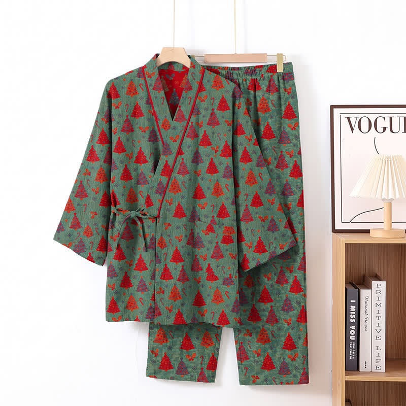 Ownkoti Christmas Tree Cotton Kimono Loungewear Set - image 2