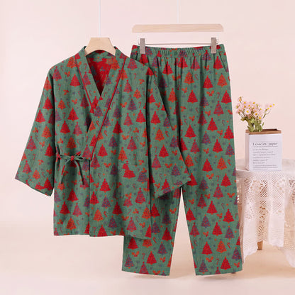Ownkoti Christmas Tree Cotton Kimono Loungewear Set - image 3