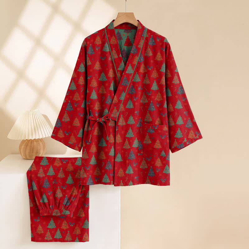 Ownkoti Christmas Tree Cotton Kimono Loungewear Set - image 12