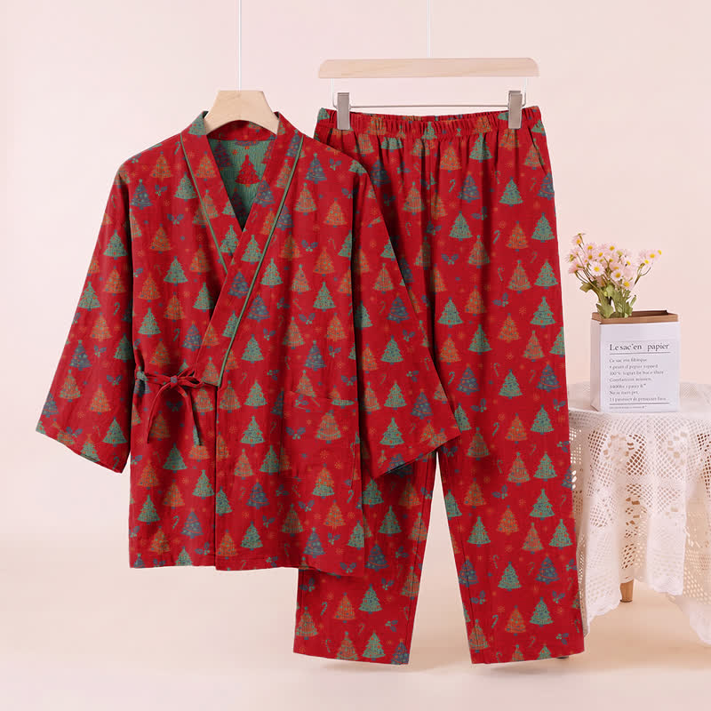 Ownkoti Christmas Tree Cotton Kimono Loungewear Set - image 10