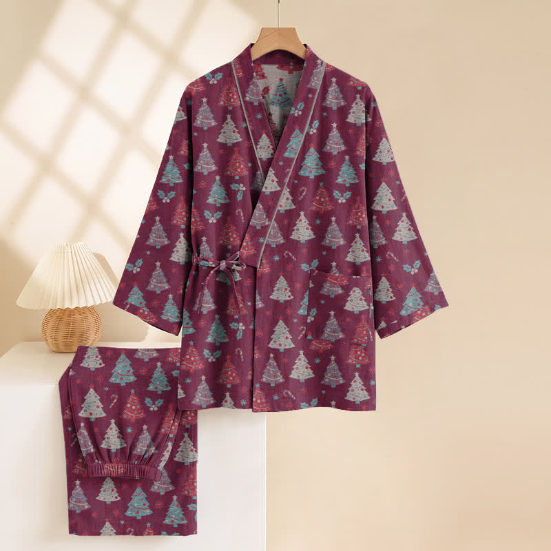 Ownkoti Christmas Tree Cotton Kimono Loungewear Set - image 20