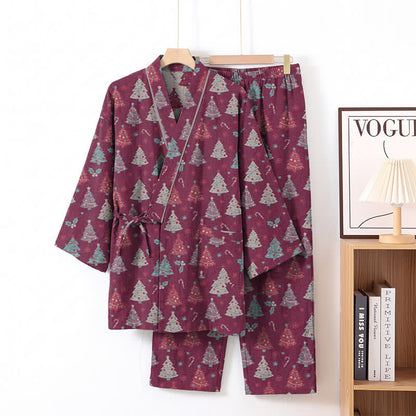 Ownkoti Christmas Tree Cotton Kimono Loungewear Set - image 17
