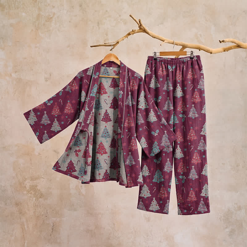Ownkoti Christmas Tree Cotton Kimono Loungewear Set - image 19