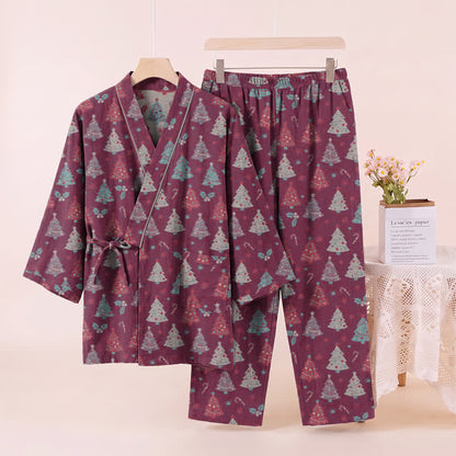 Ownkoti Christmas Tree Cotton Kimono Loungewear Set - image 18