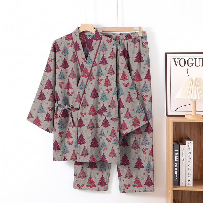 Ownkoti Christmas Tree Cotton Kimono Loungewear Set - image 25