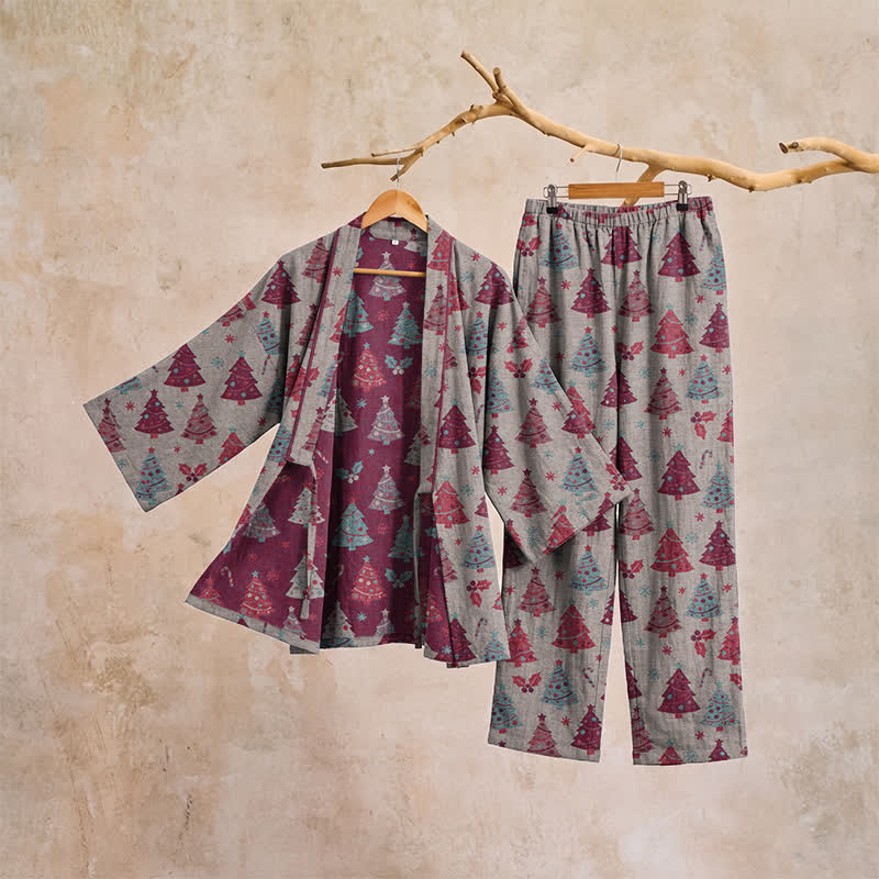 Ownkoti Christmas Tree Cotton Kimono Loungewear Set - image 27