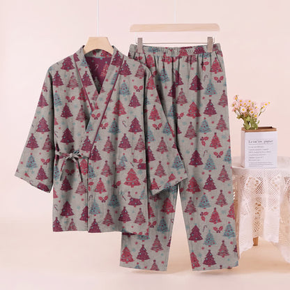 Ownkoti Christmas Tree Cotton Kimono Loungewear Set - image 26