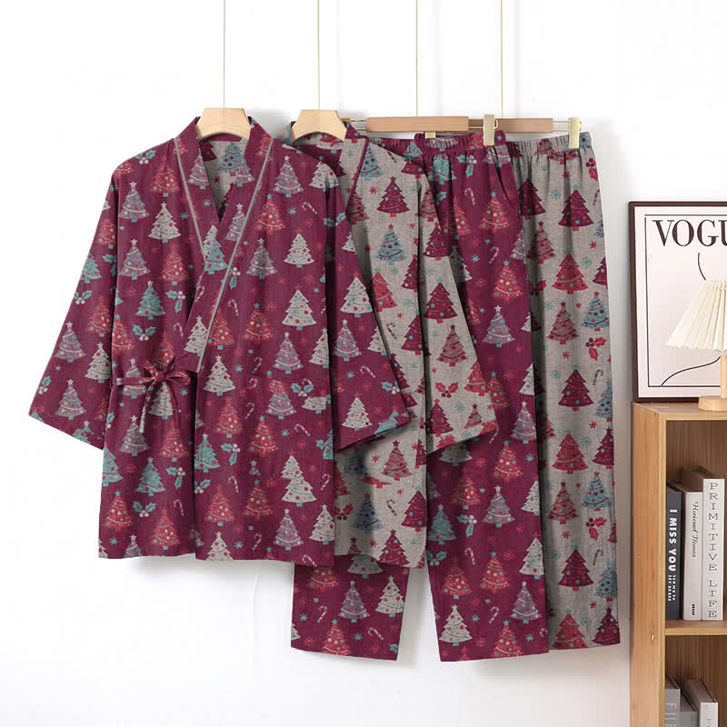Ownkoti Christmas Tree Cotton Kimono Loungewear Set - image 16