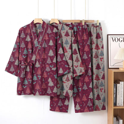 Ownkoti Christmas Tree Cotton Kimono Loungewear Set - image 16
