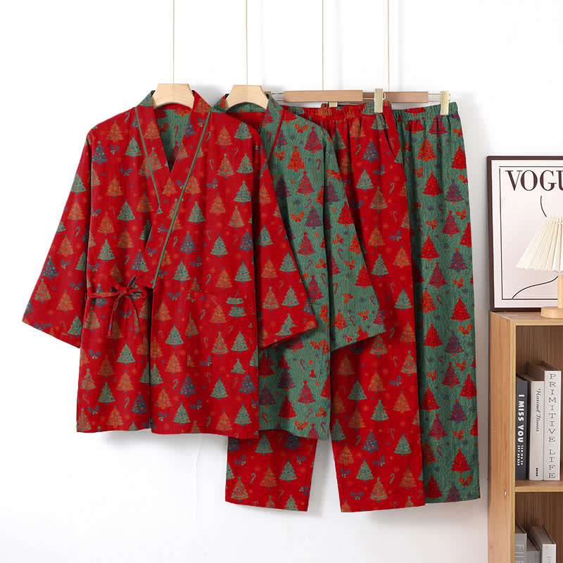 Ownkoti Christmas Tree Cotton Kimono Loungewear Set - image 0
