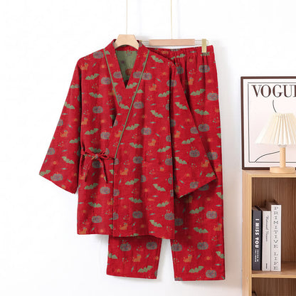 Ownkoti Halloween Pumpkin Bat Cotton Pajama Set - image 2